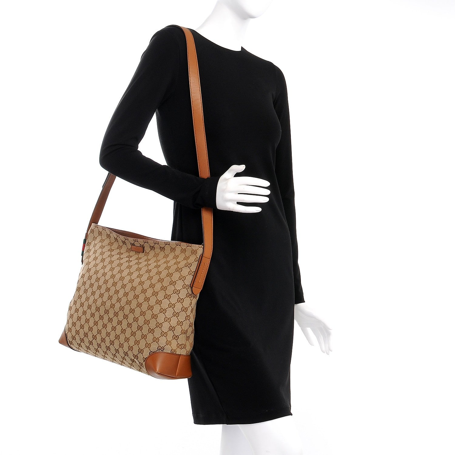 Gucci Monogram Large Flat Messenger Bag Brown 2 of 13