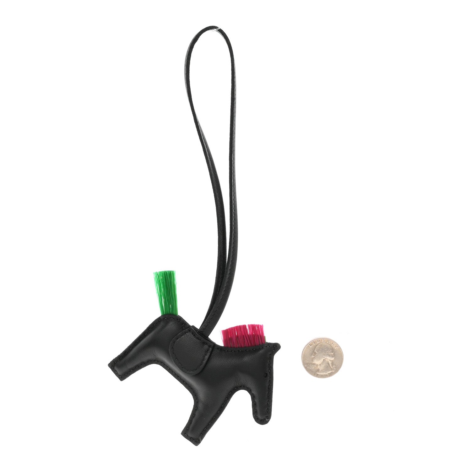 Hermes Milo Lambskin Horse Hair Grigri Rodeo Punk Horse Bag Charm PM Black Menthe Magnolia 2 of 5