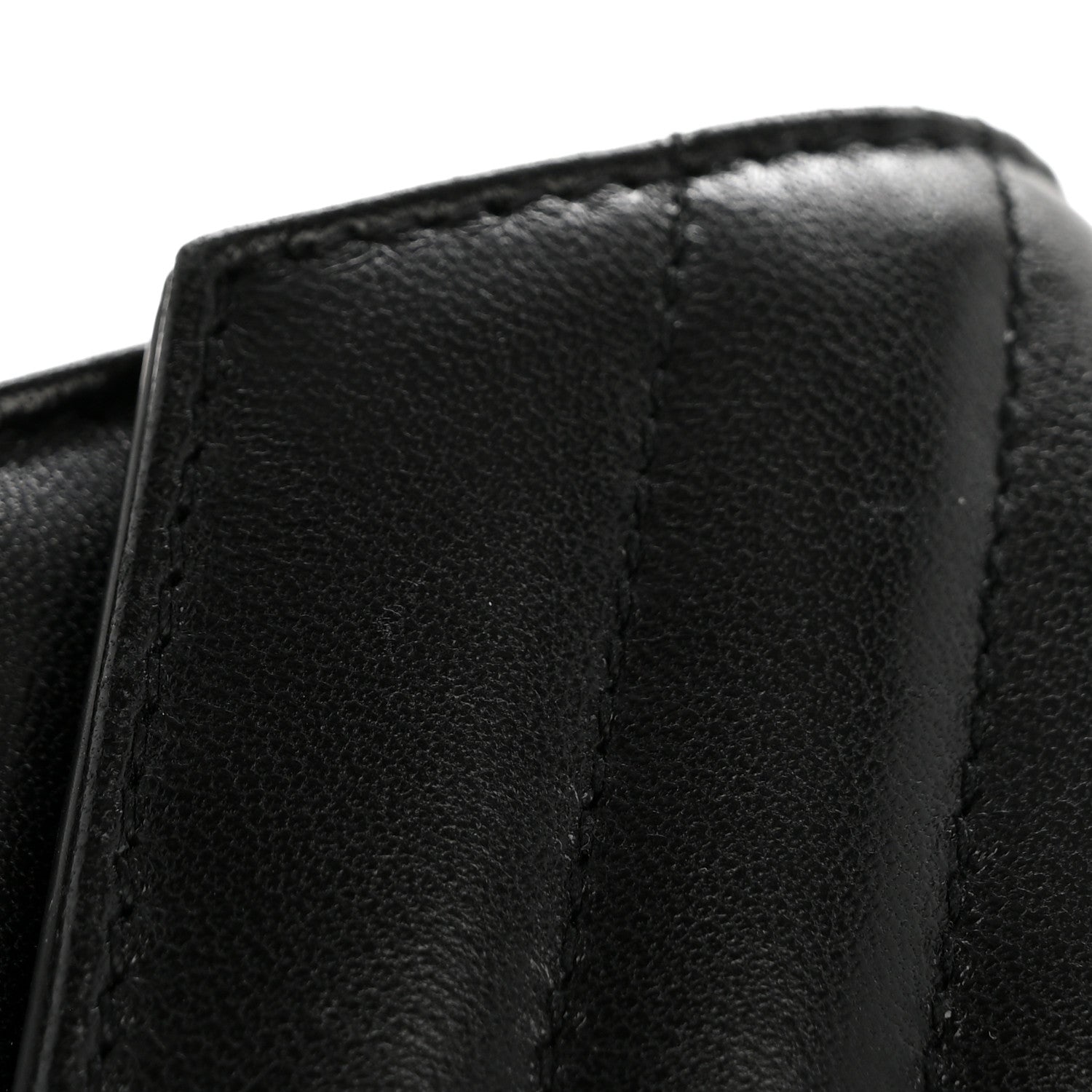 Saint Laurent Lambskin Matelasse Chevron Monogram Compact Tri Fold Wallet Black 10 of 11