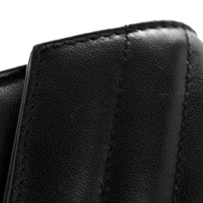 Saint Laurent Lambskin Matelasse Chevron Monogram Compact Tri Fold Wallet Black 10 of 11