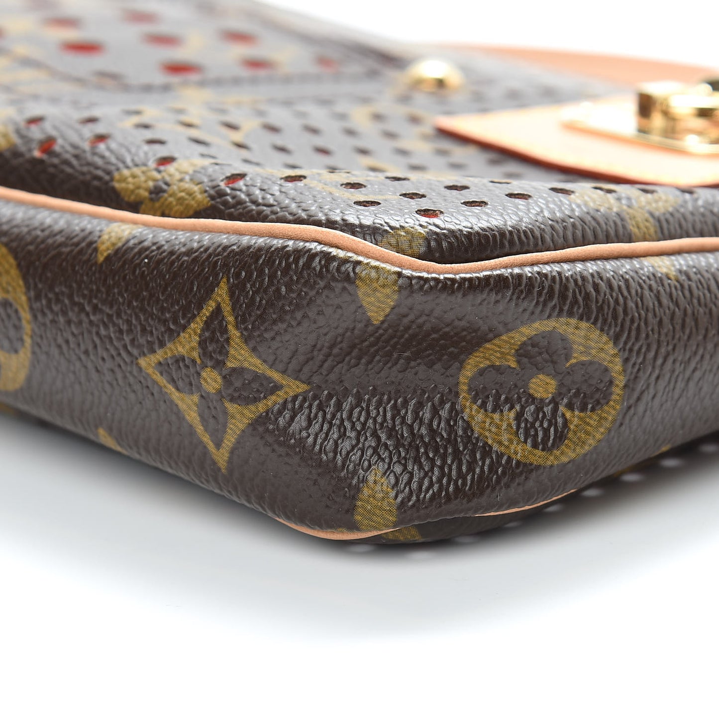 Monogram Perforated Pochette Accessories Bag Orange