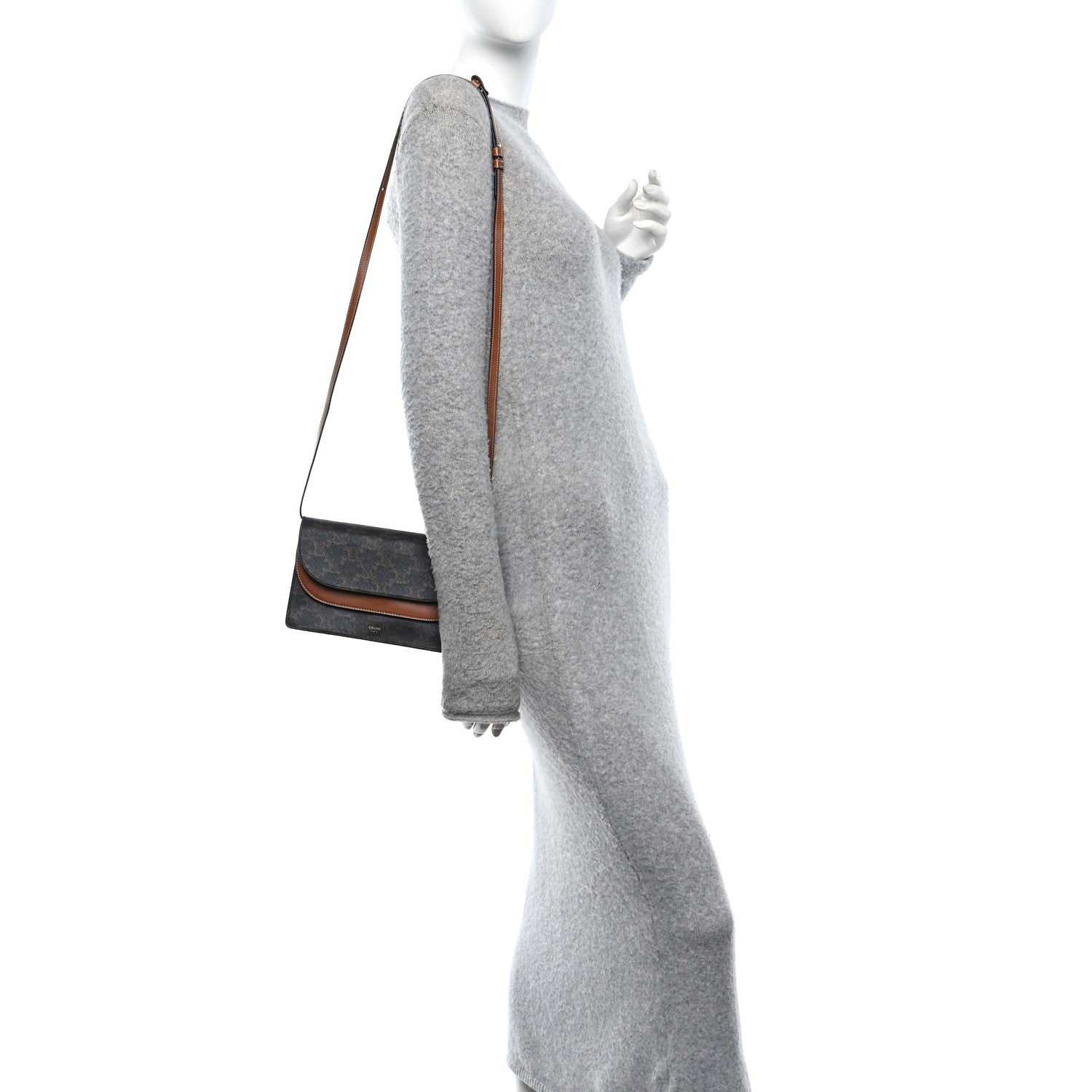 Celine Triomphe Canvas Lambskin Wallet On Strap Tan 2 of 11