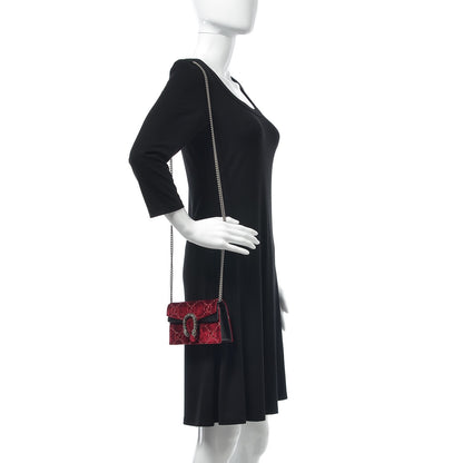 Gucci Velvet GG Monogram Super Mini Dionysus Shoulder Bag Red Cipria Black 2 of 11