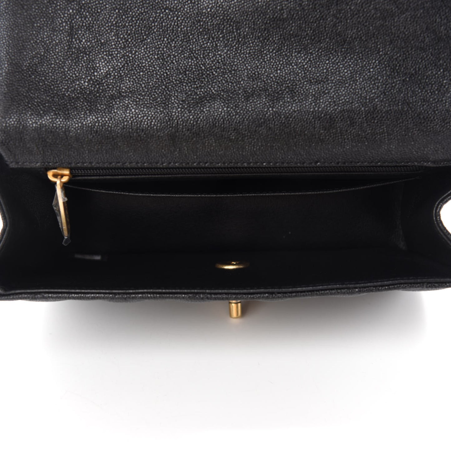 Caviar Quilted Mini Top Handle Rectangular Flap Black