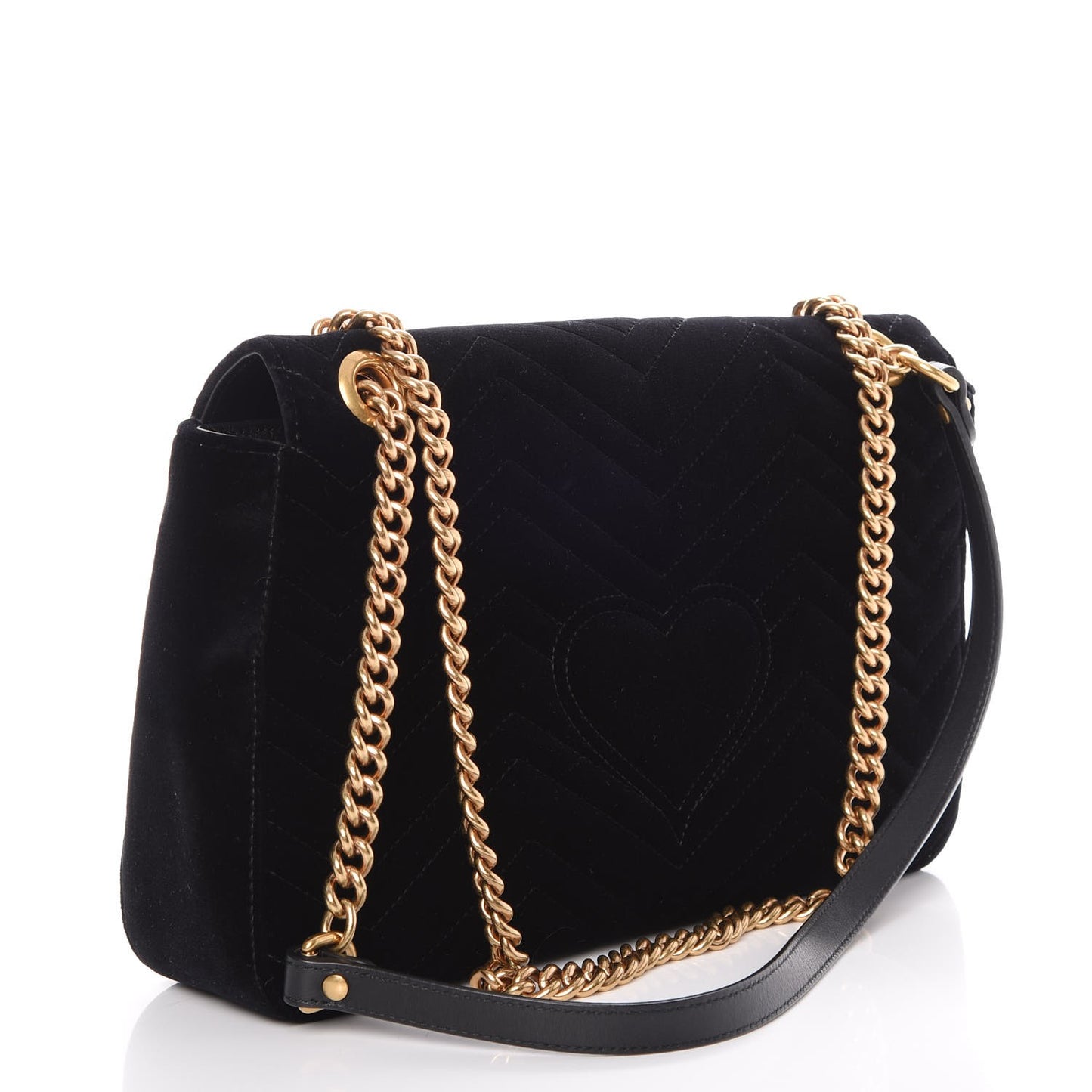 Velvet Matelasse Medium GG Marmont Shoulder Bag Black