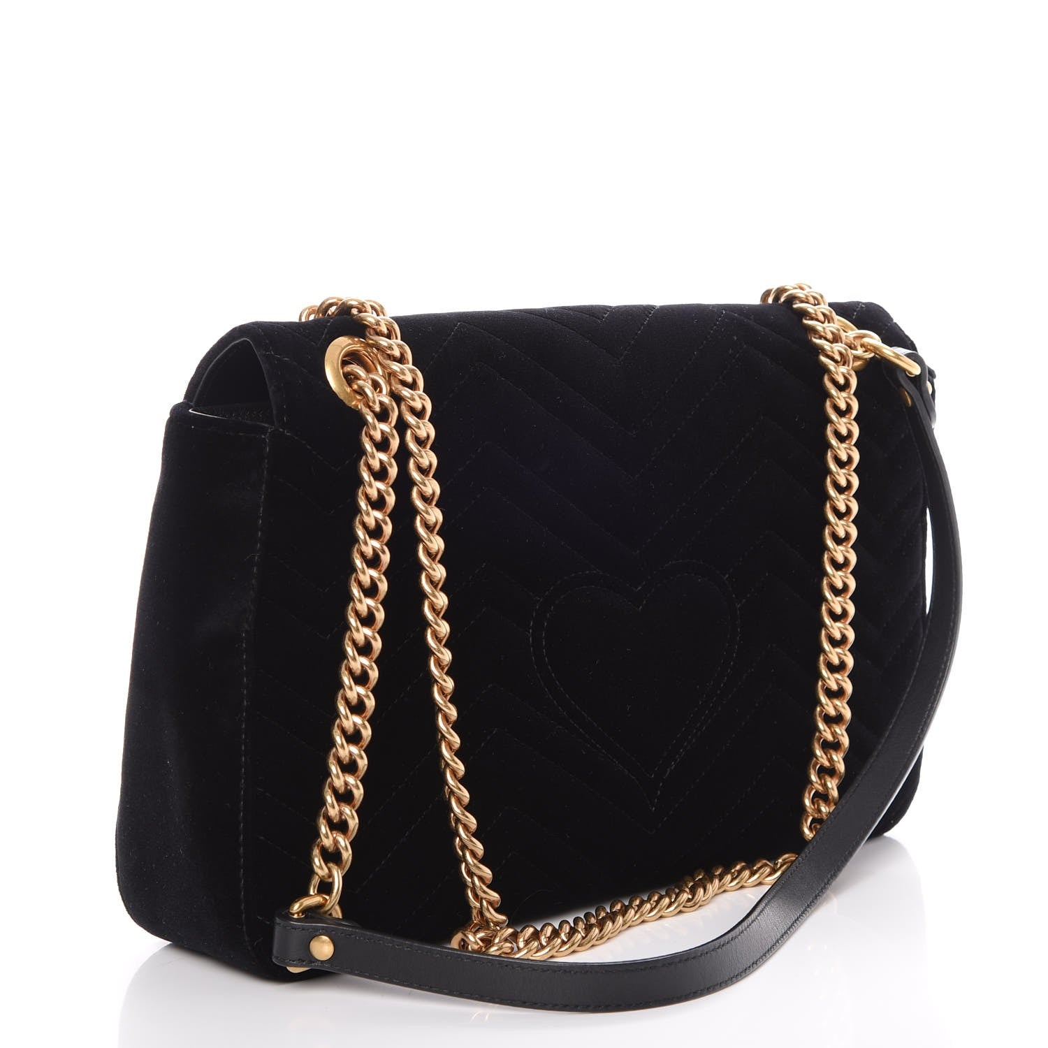 Gucci Velvet Matelasse Medium GG Marmont Shoulder Bag Black 3 of 8