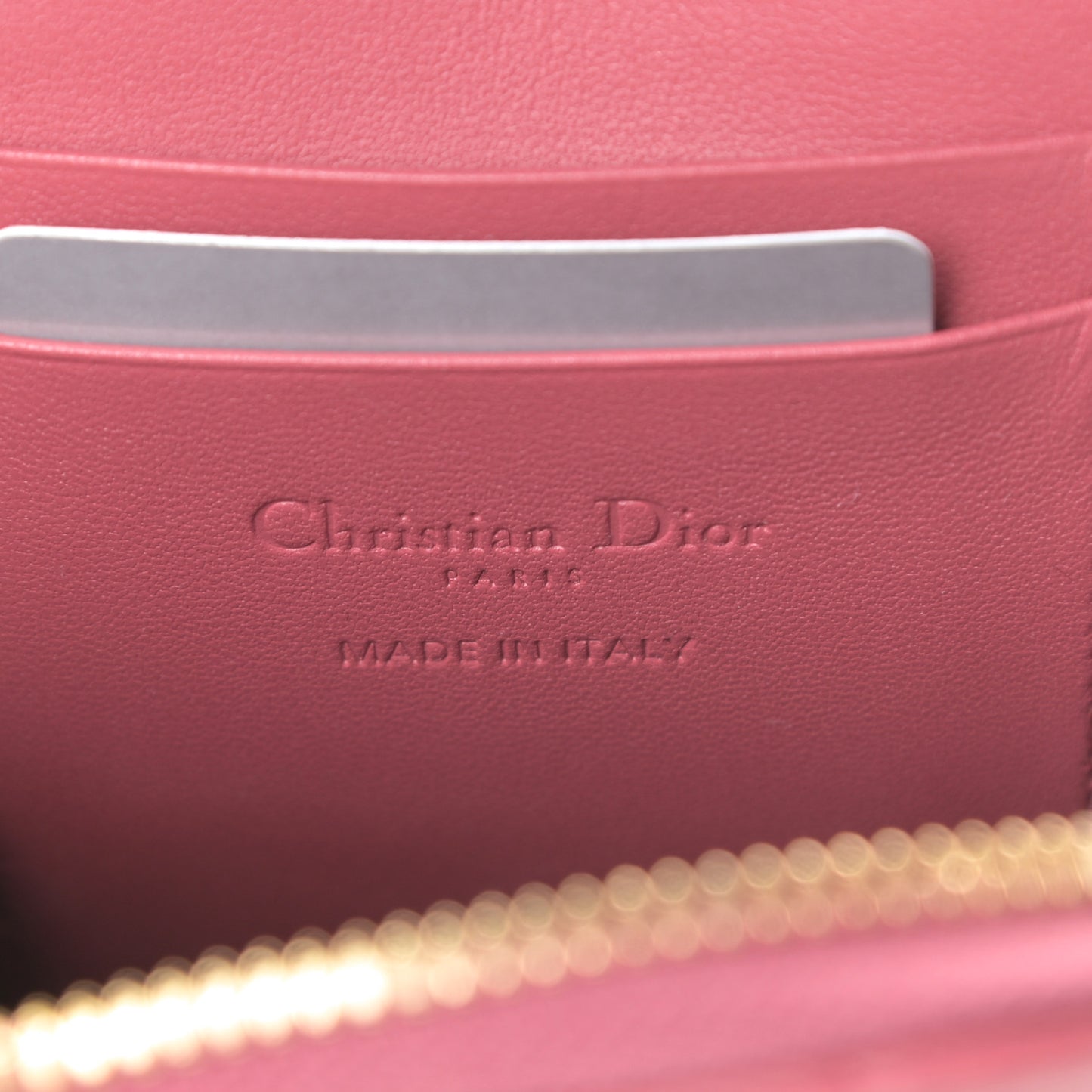 Lambskin Cannage Lady Dior Phone Holder Strawberry Pink