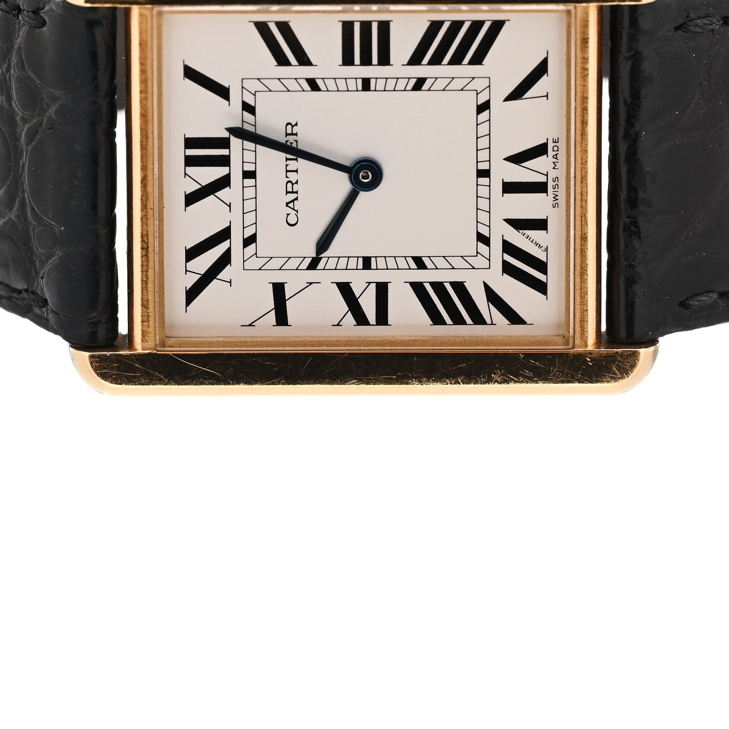 Cartier Stainless Steel 18K Yellow Gold Alligator 27mm Tank Solo Quartz Watch 6 of 7