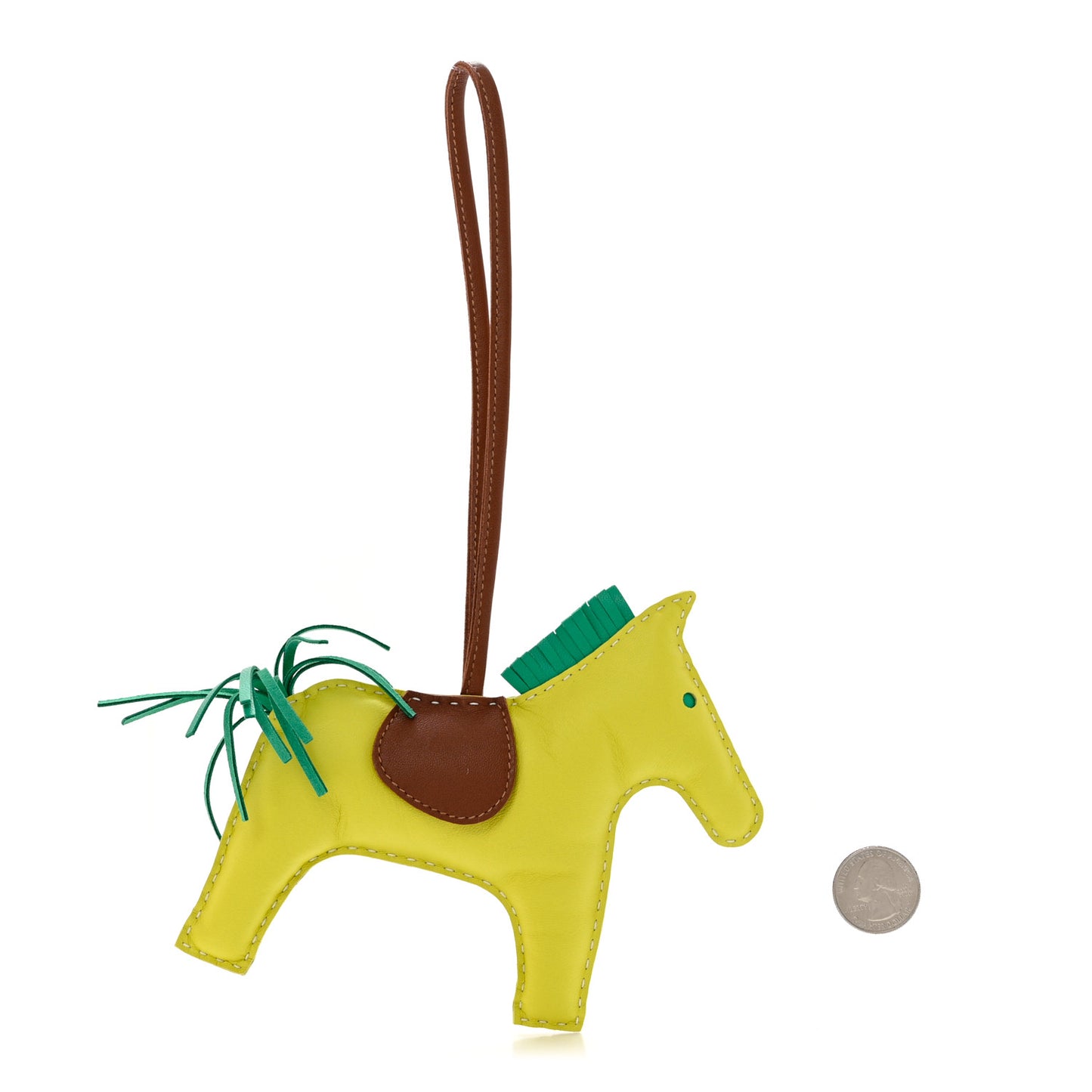 Milo Lambskin Grigri Rodeo Horse Bag Charm PM Lime Menthe Fauve