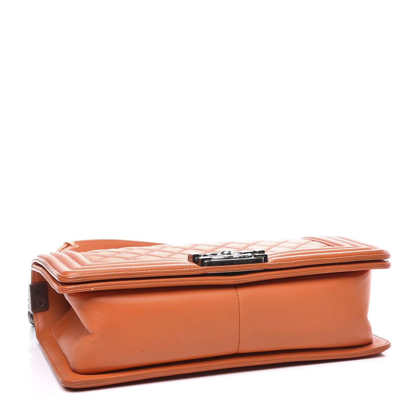Lambskin Quilted Medium Boy Flap Orange