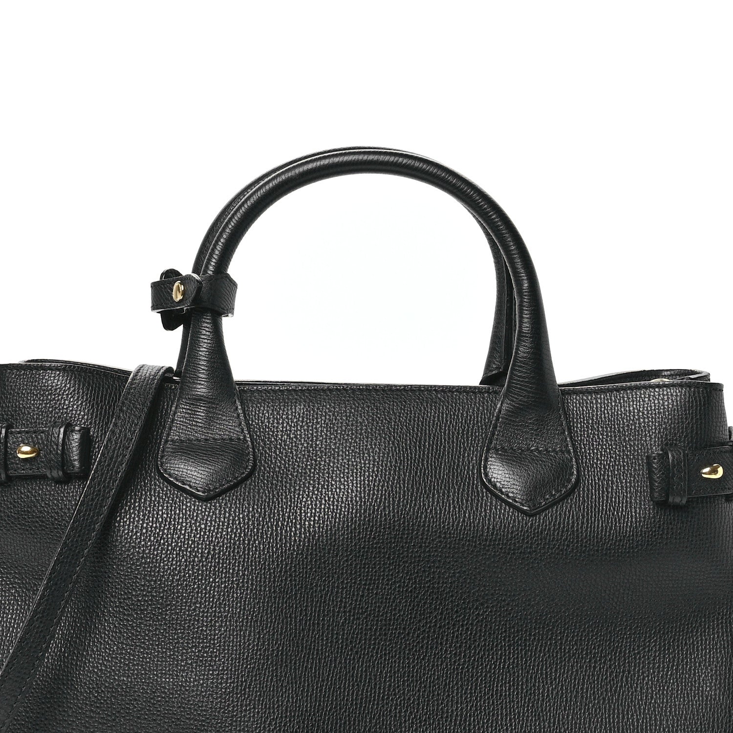 Burberry Grainy Calfskin House Check Medium Banner Tote Black 9 of 11