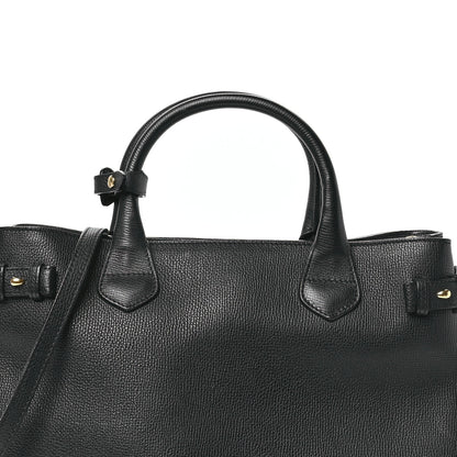 Burberry Grainy Calfskin House Check Medium Banner Tote Black 9 of 11
