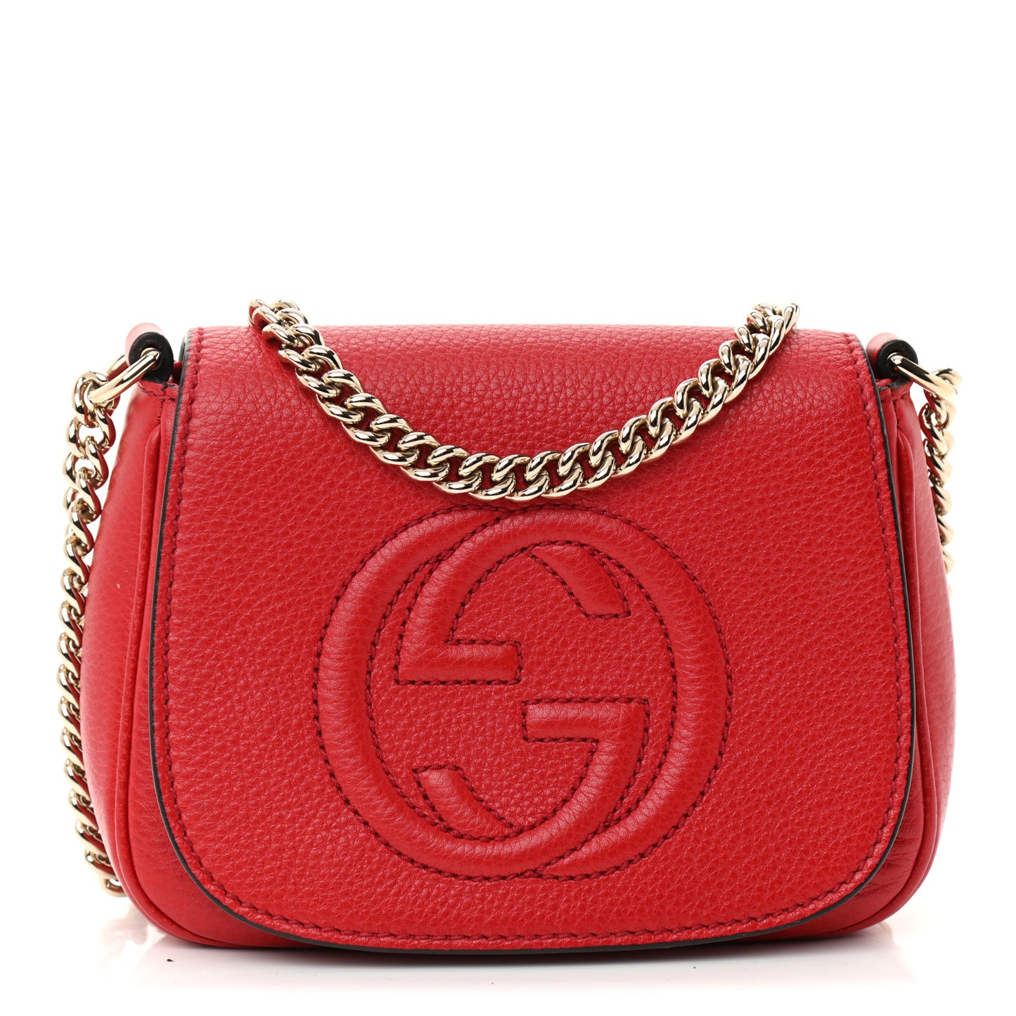 Pebbled Calfskin Small Soho Flap Crossbody Red