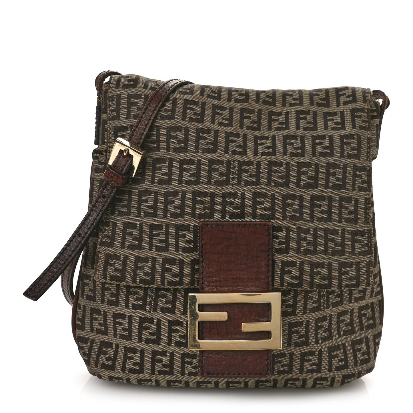 Zucchino Vitello Tube Messenger Bag Mogano Panna Bruciato