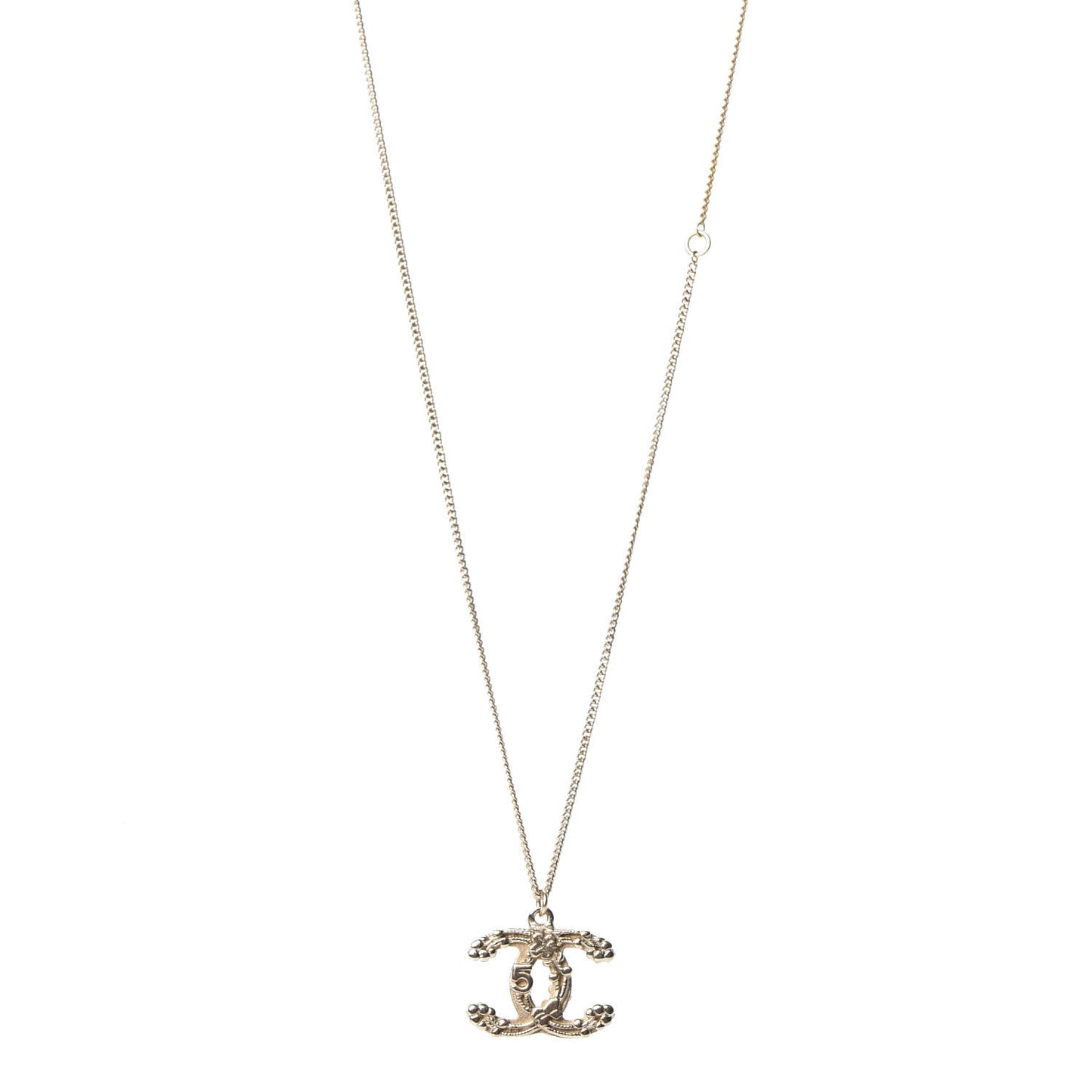 Engraved Lucky Symbols CC Pendant Necklace Gold