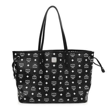 MCM Visetos Medium Anya Zip Top Shopper Tote Black 1 of 15