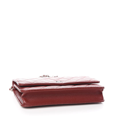 Chanel Caviar Quilted Wallet On Chain WOC Dark Red 4 of 12