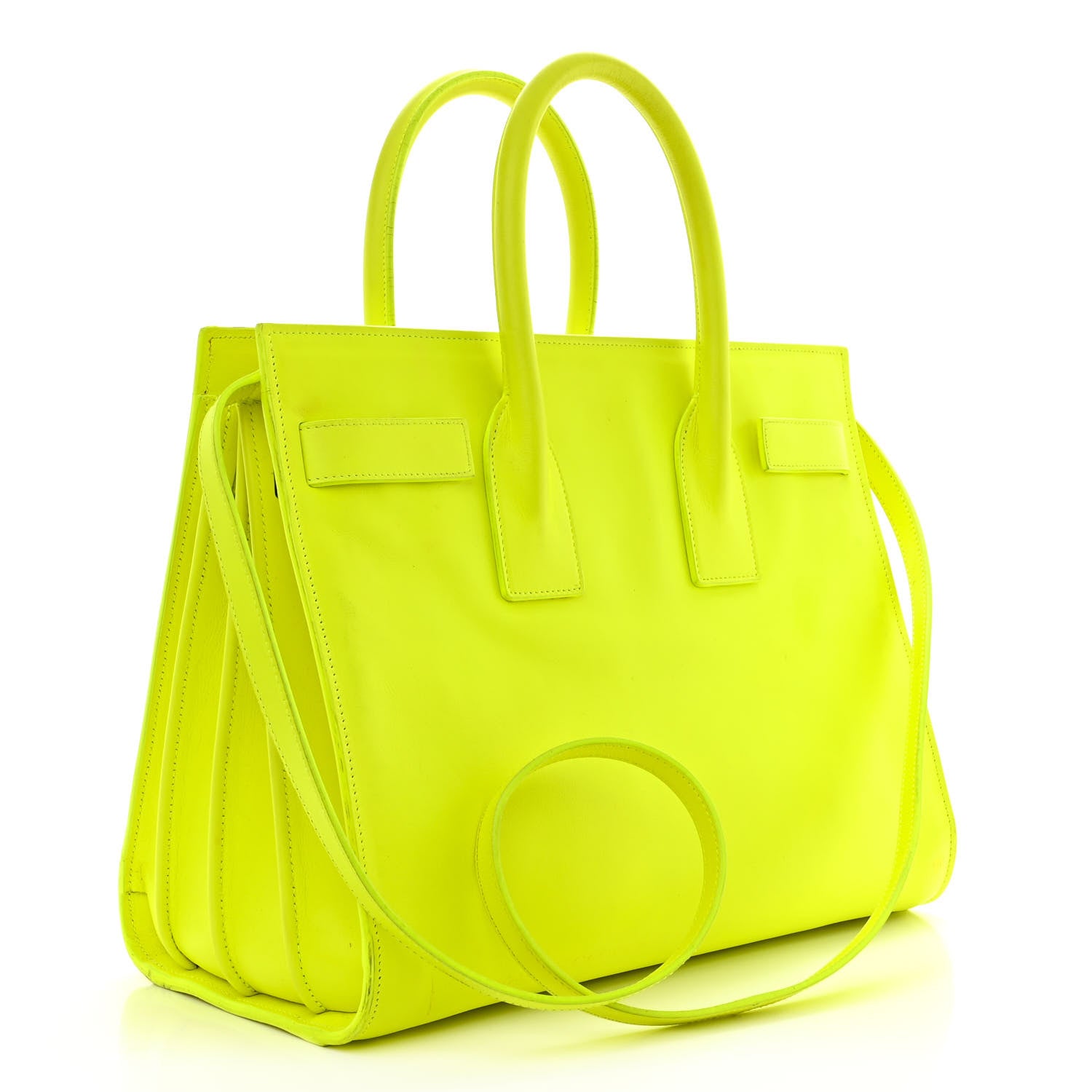 Saint Laurent Calfskin Small Sac De Jour Bag Neon Yellow 3 of 25