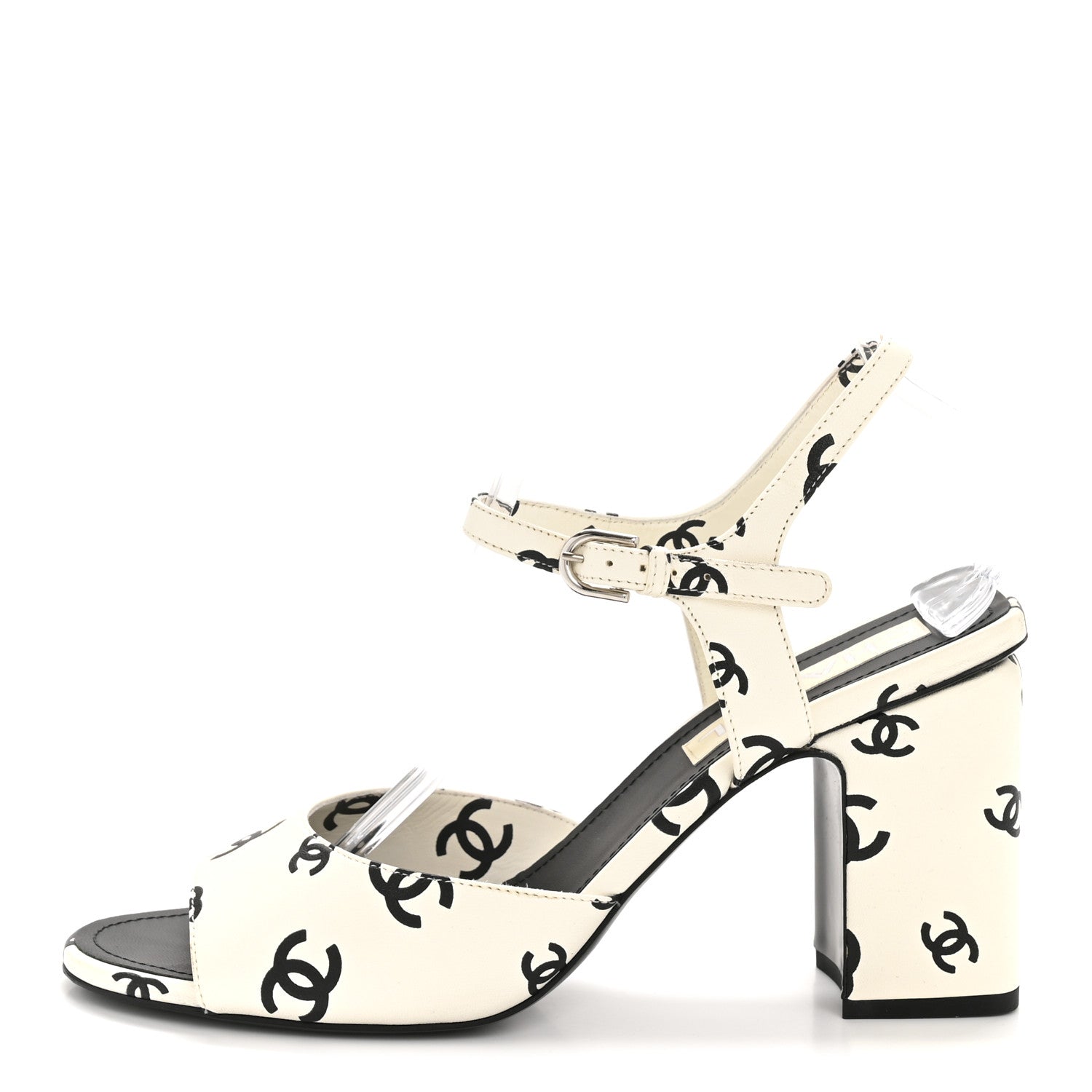 Chanel Printed Lambskin CC Sandals 41 White Black 1772323 – FASHIONPHILE