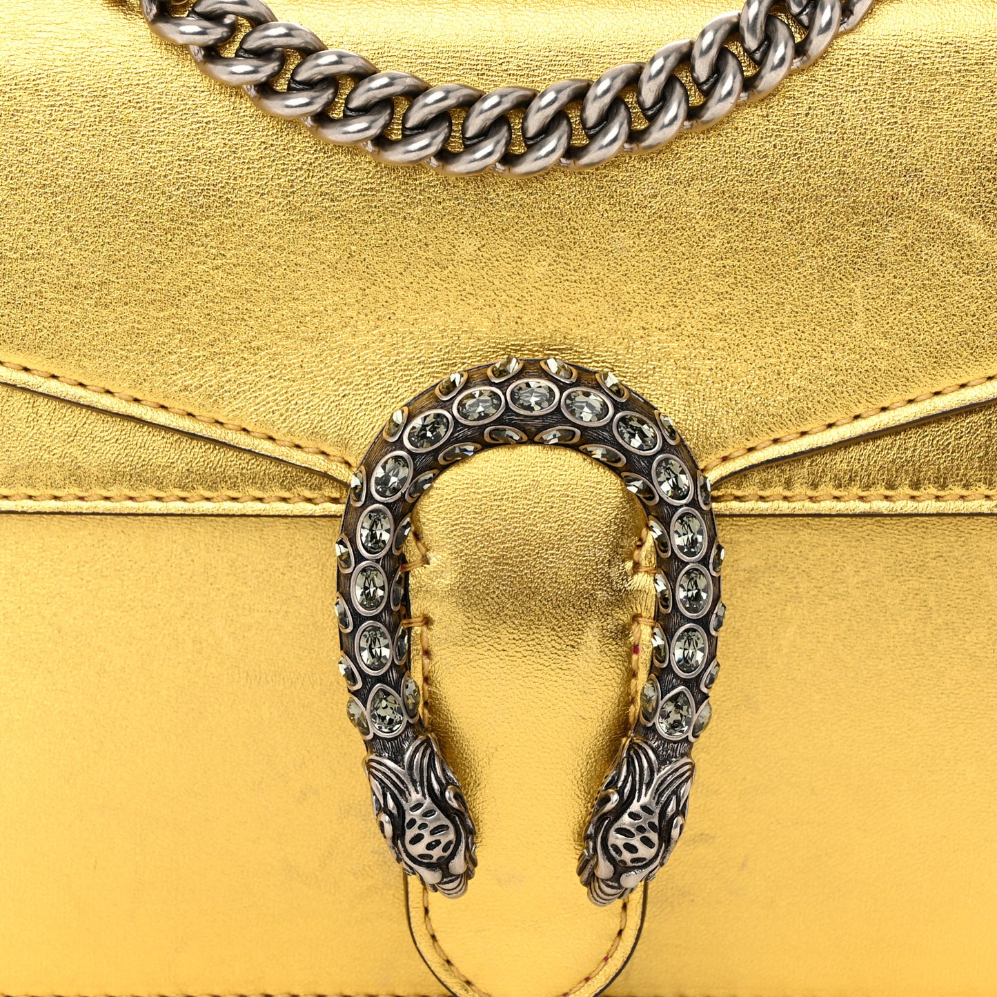 Metallic Calfskin Crystal Mini Dionysus Shoulder Bag Gold