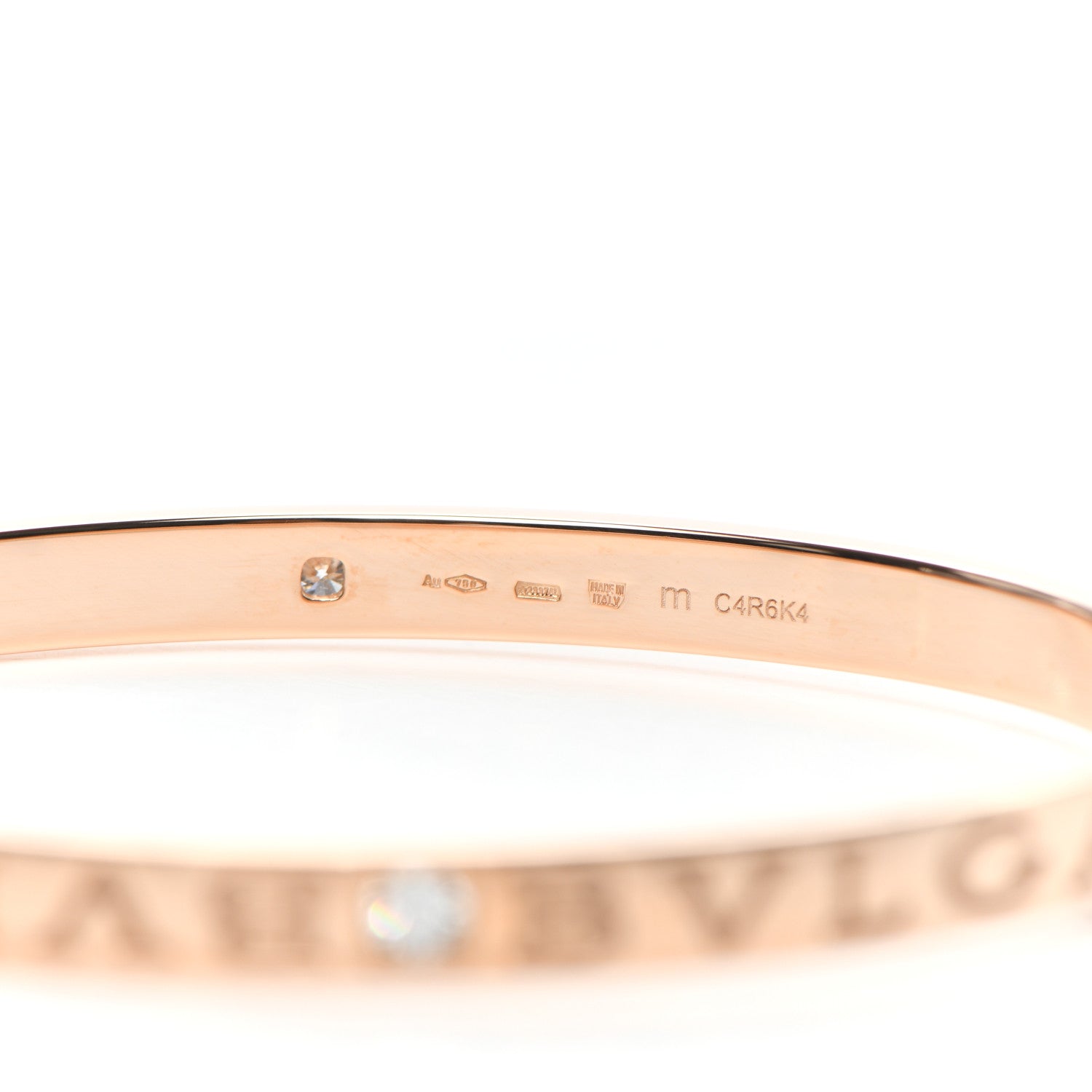 Bulgari 18K Rose Gold Diamond B.Zero1 Essential Bangle Bracelet M 5 of 6