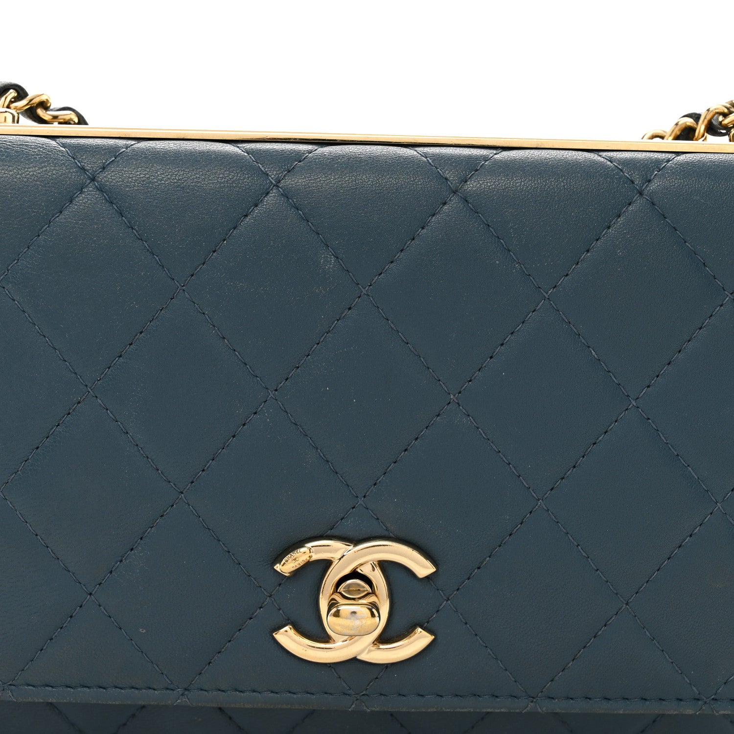 Chanel Lambskin Quilted Trendy CC Wallet On Chain WOC Blue 9 of 12