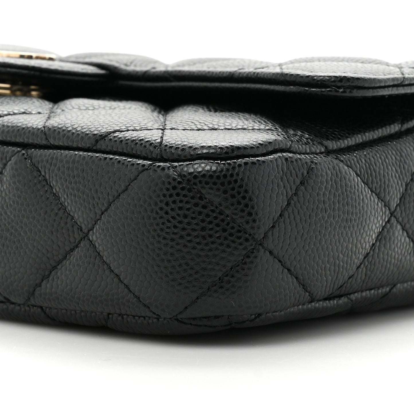 Caviar Quilted Flap Phone Holder With Chain Black