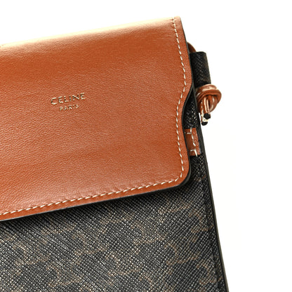 Celine Triomphe Canvas Lambskin Phone Pouch With Flap Tan 6 of 7