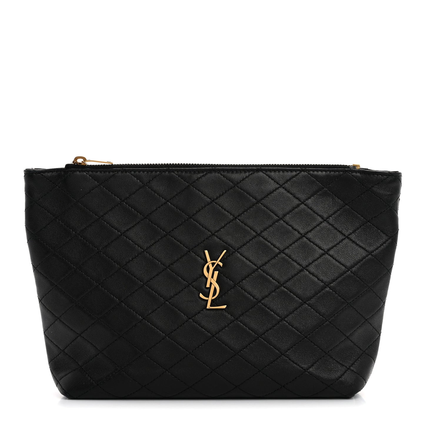 Lambskin Quilted Gaby Cosmetic Pouch Black