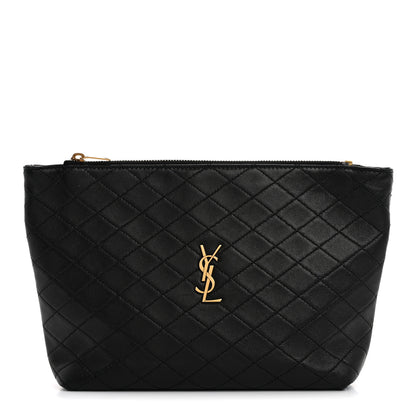 Saint Laurent Lambskin Quilted Gaby Cosmetic Pouch Black 1 of 12