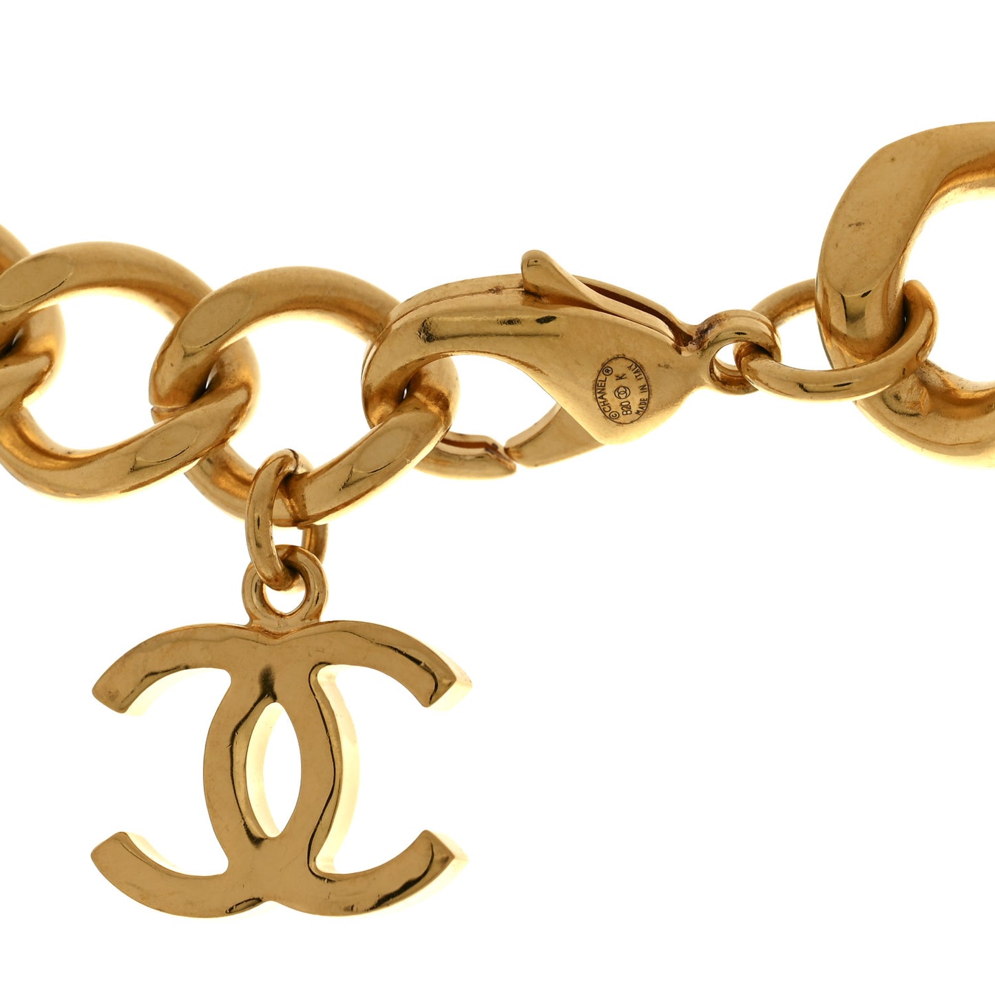 Pearl CC Chain Link Choker Necklace Gold