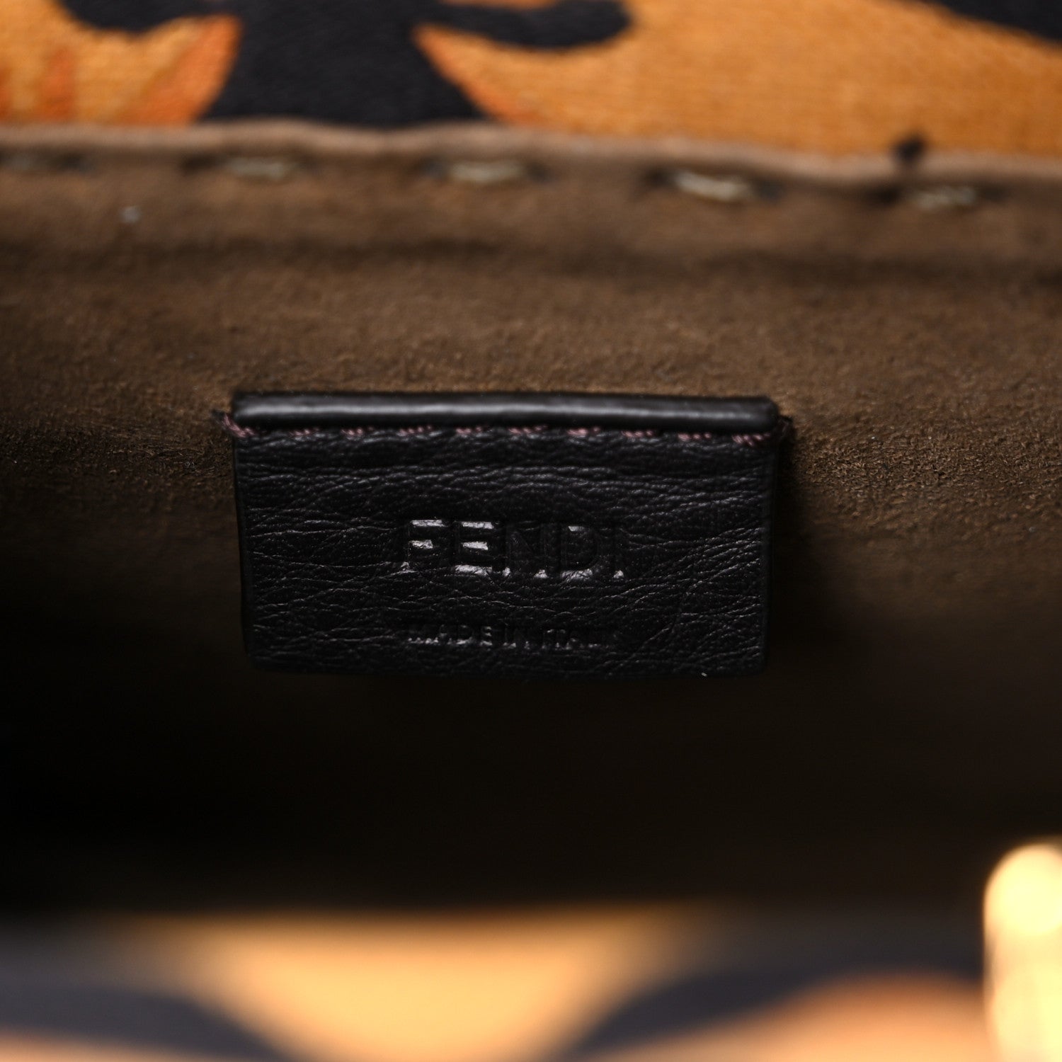 Fendi Canvas Vitello King Chinese New Year Tiger Embroidered Fendi Sunshine Shopper Tote Black Dark Yellow 6 of 12