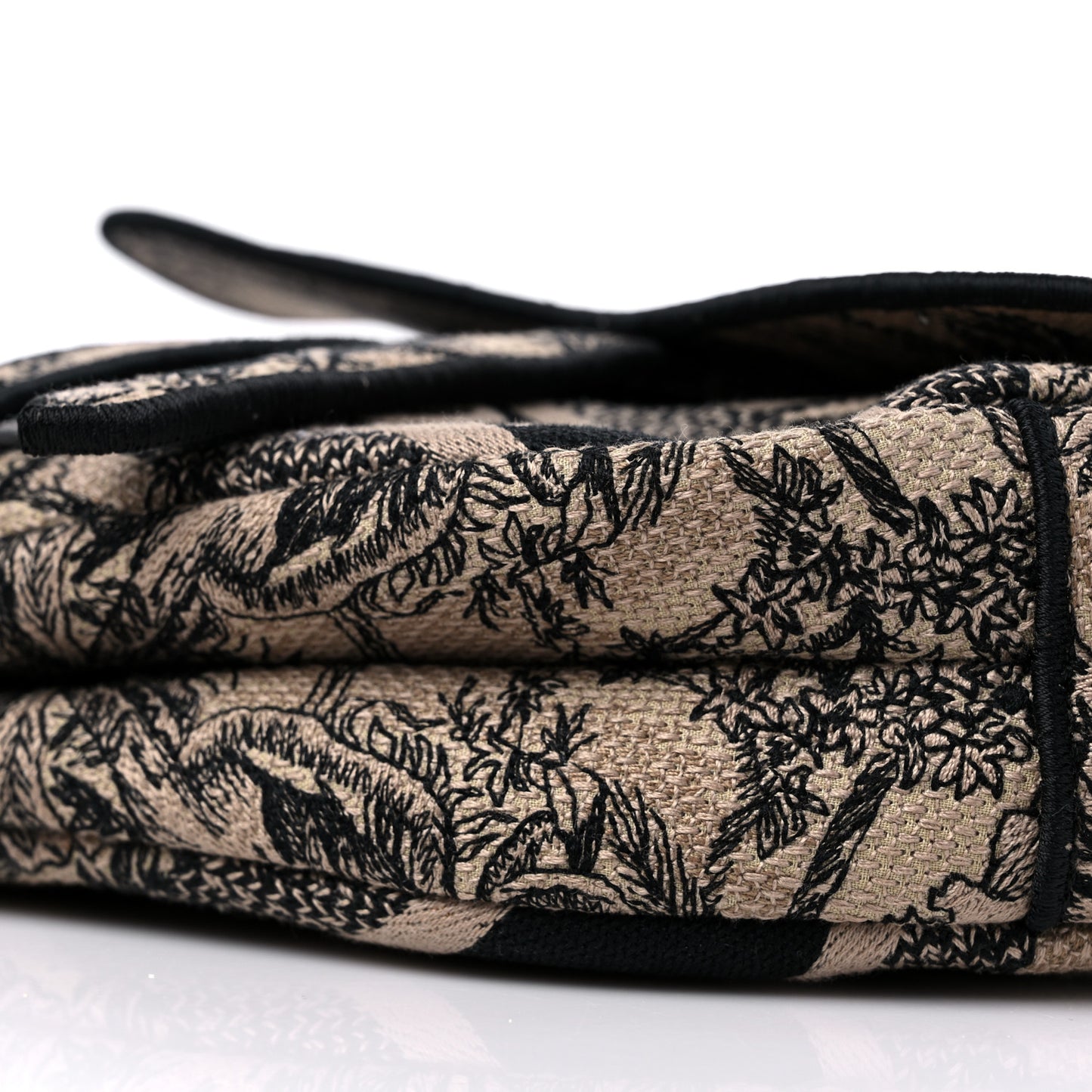 Canvas Embroidered Toile de Jouy Voyage Saddle Bag Beige Multicolor