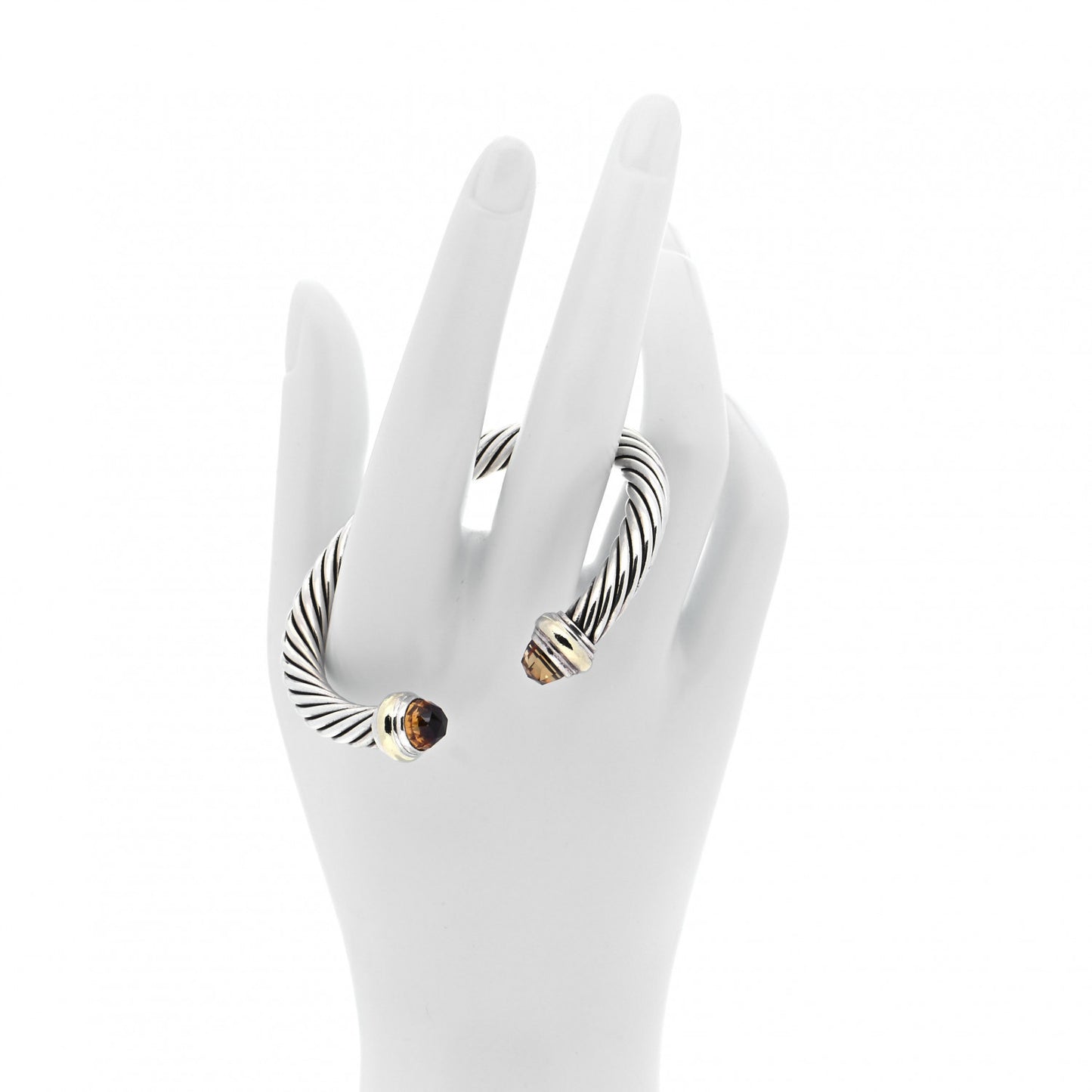 Sterling Silver 14K Yellow Gold Citrine 7mm Cable Classics Bracelet