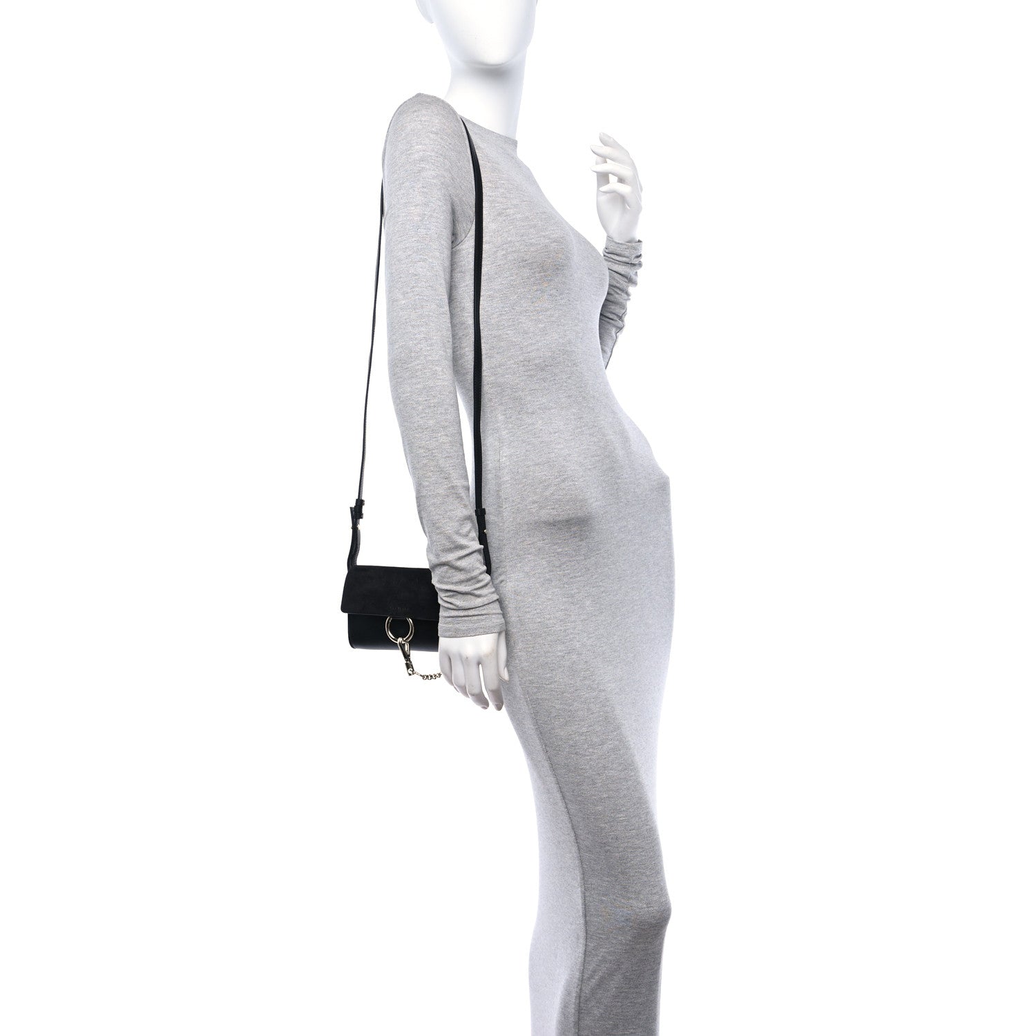 Chloe Suede Calfskin Mini Faye Shoulder Bag Black 2 of 9