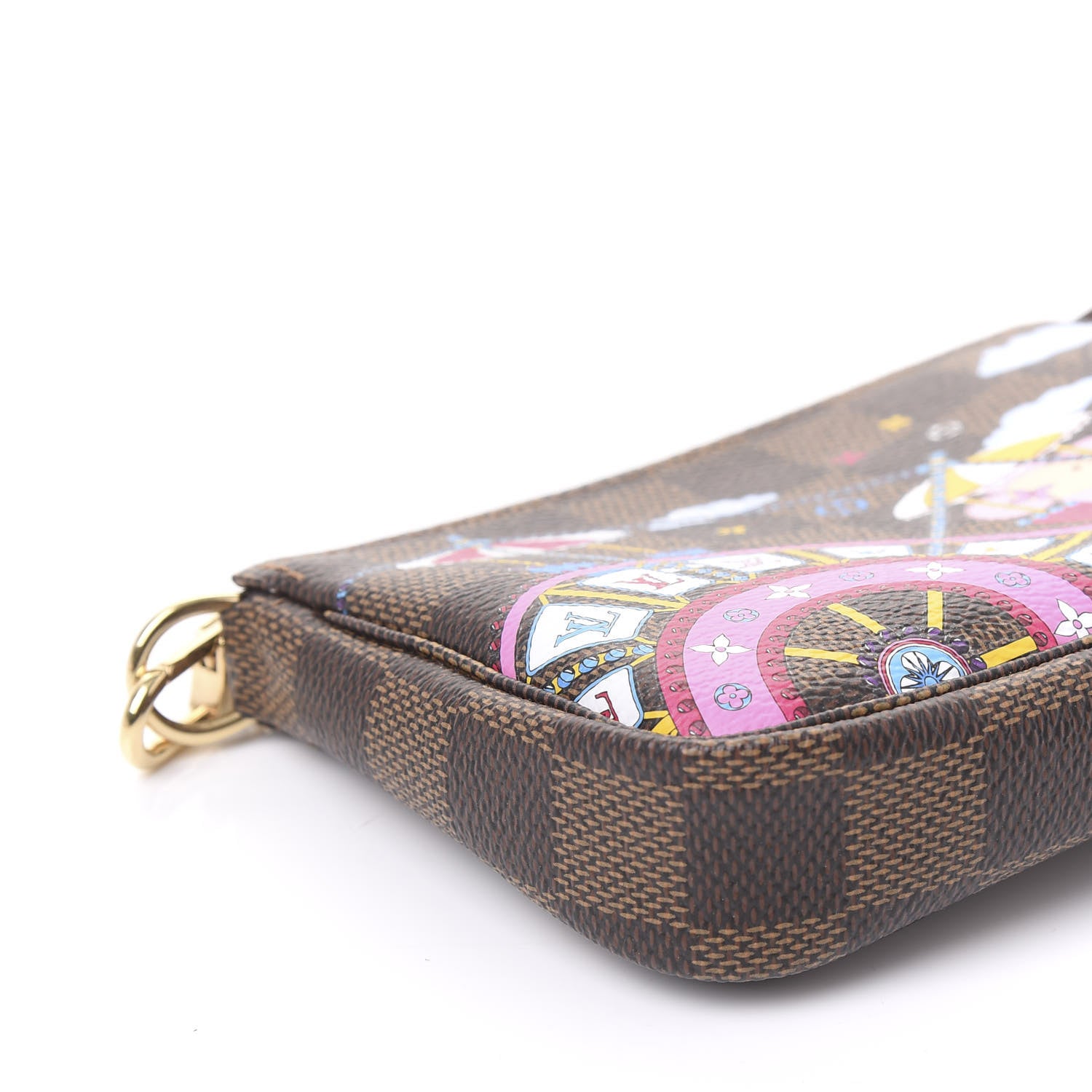 Louis Vuitton Damier Ebene 2020 Christmas Animation Big Wheel Mini Pochette Accessories Rose Ballerine 5 of 10