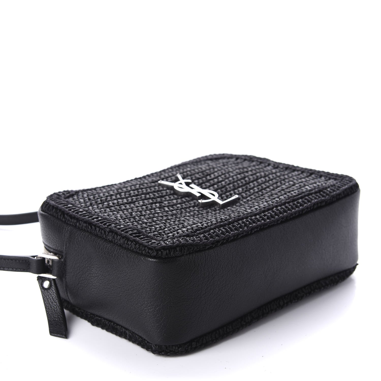Saint Laurent Raffia Calfskin Monogram Lou Camera Bag Black 4 of 10