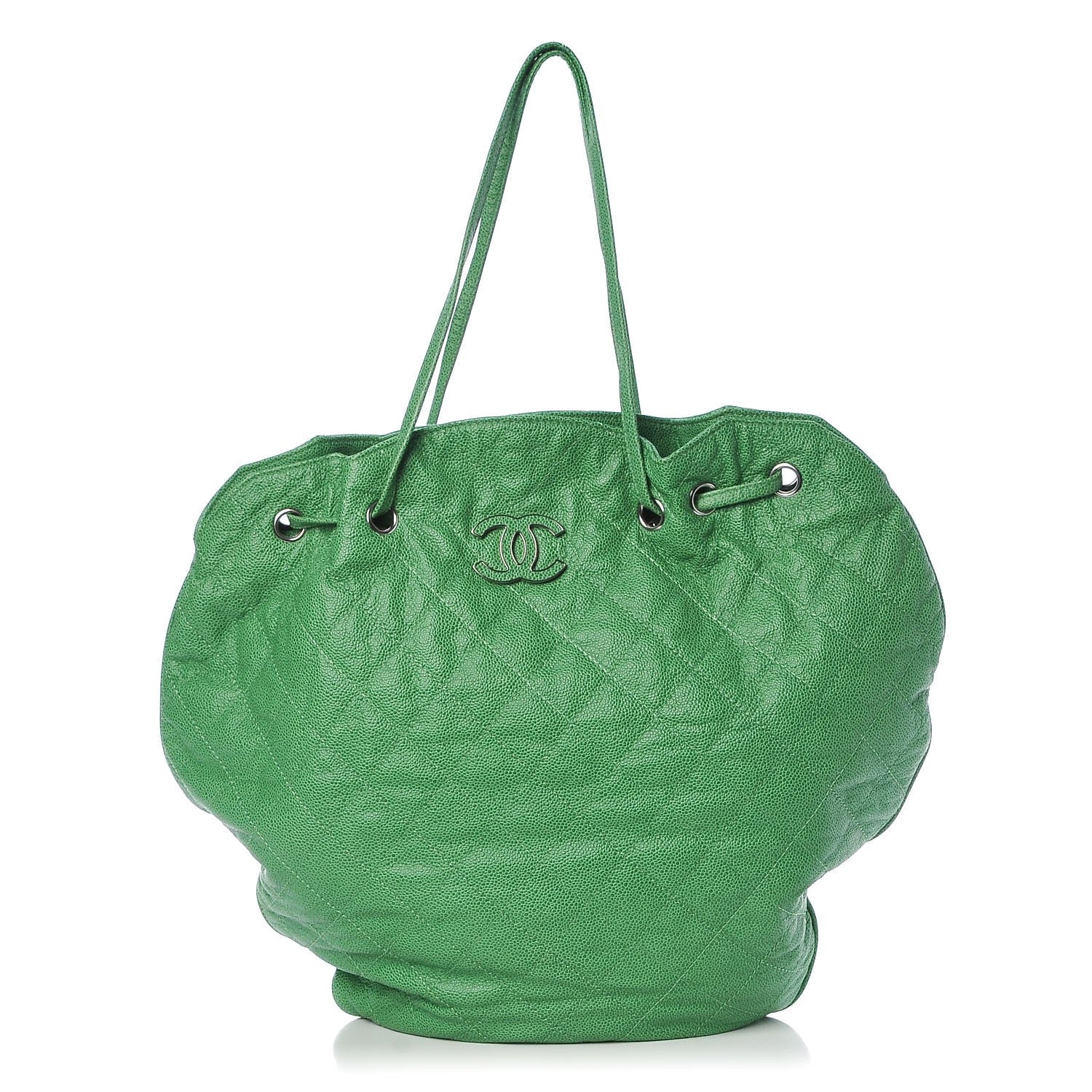 Chanel Crumpled Grained Calfskin Drawstring Tote Green 1 of 7