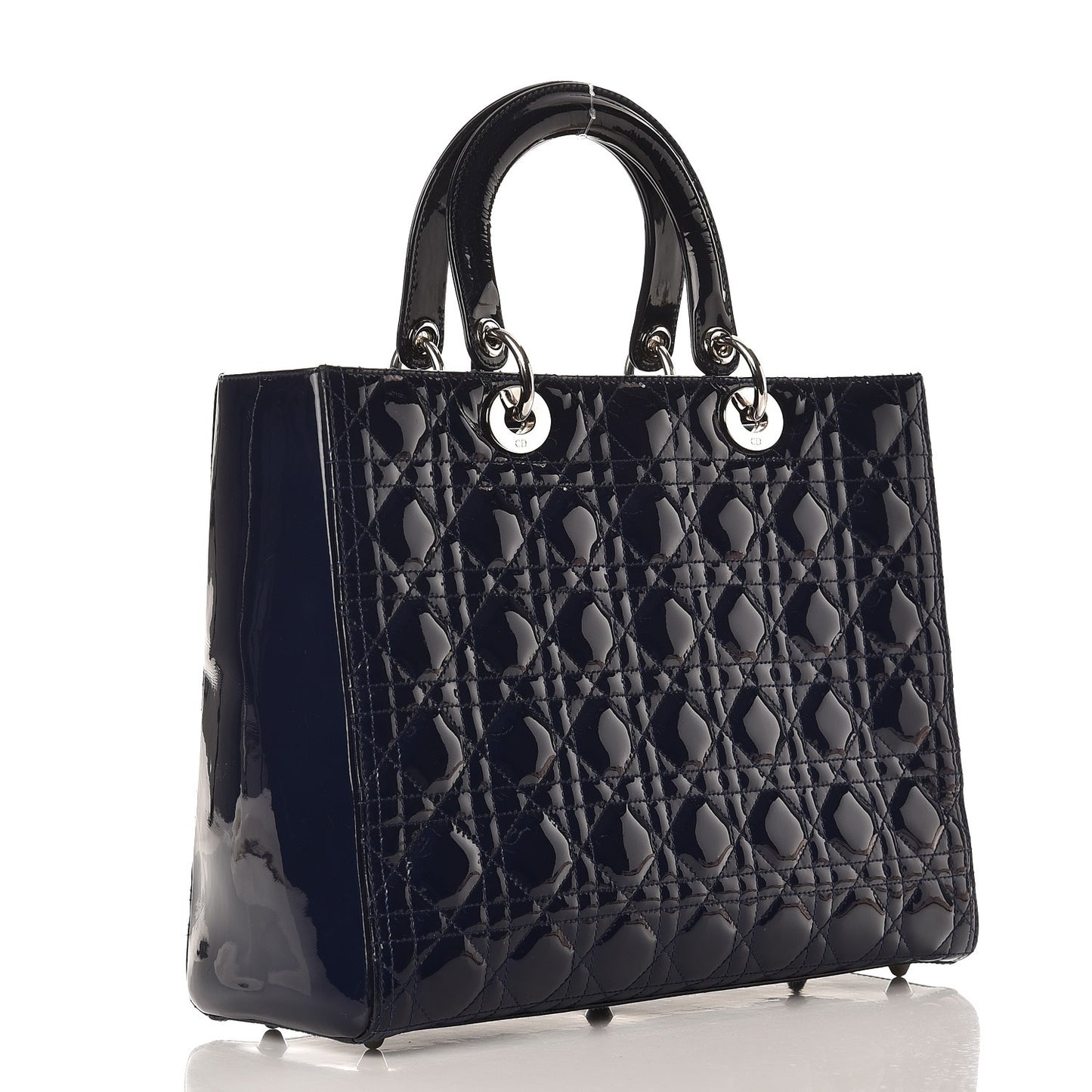 Patent Cannage Large Lady Dior Navy Blue