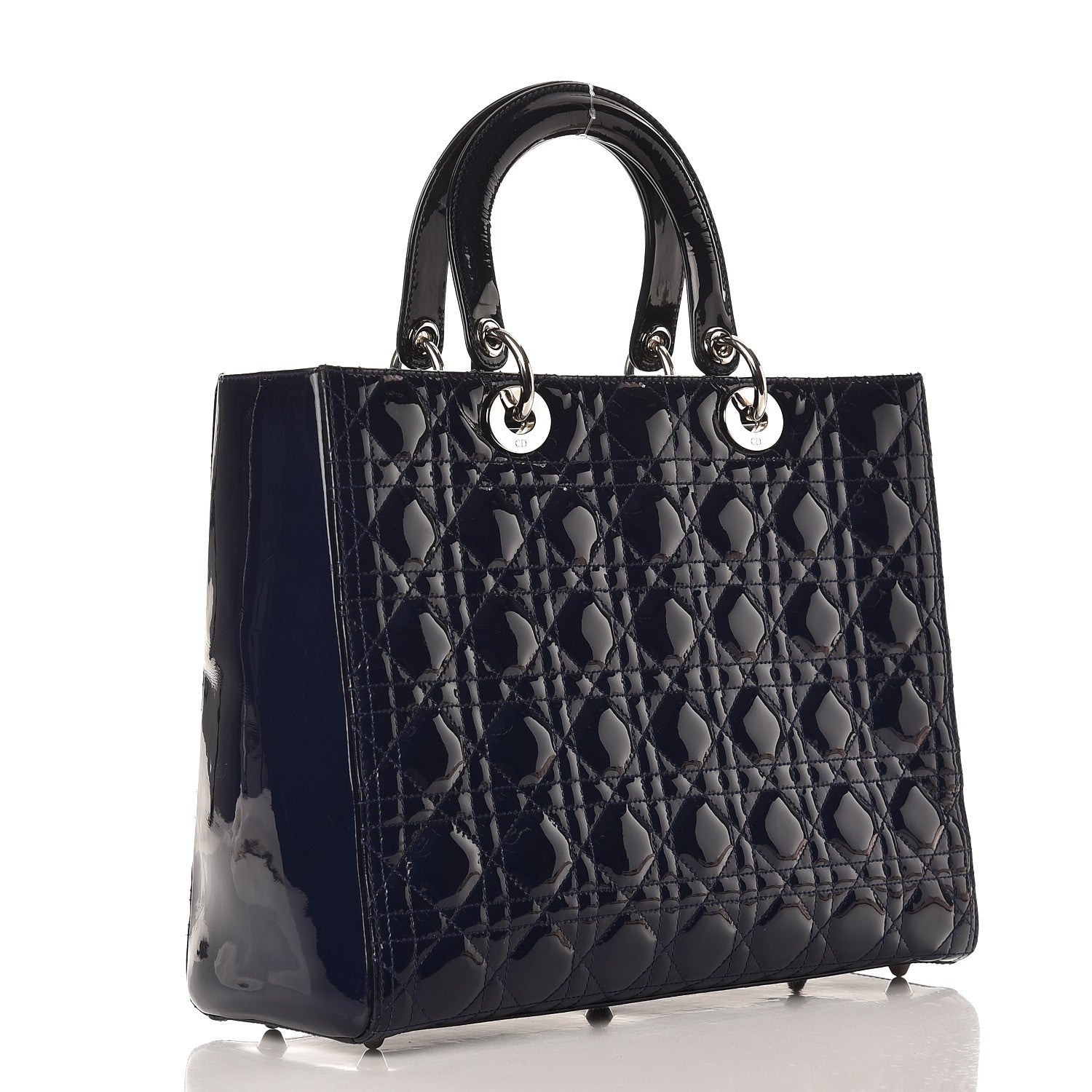 Christian Dior Patent Cannage Large Lady Dior Navy Blue 3 of 7