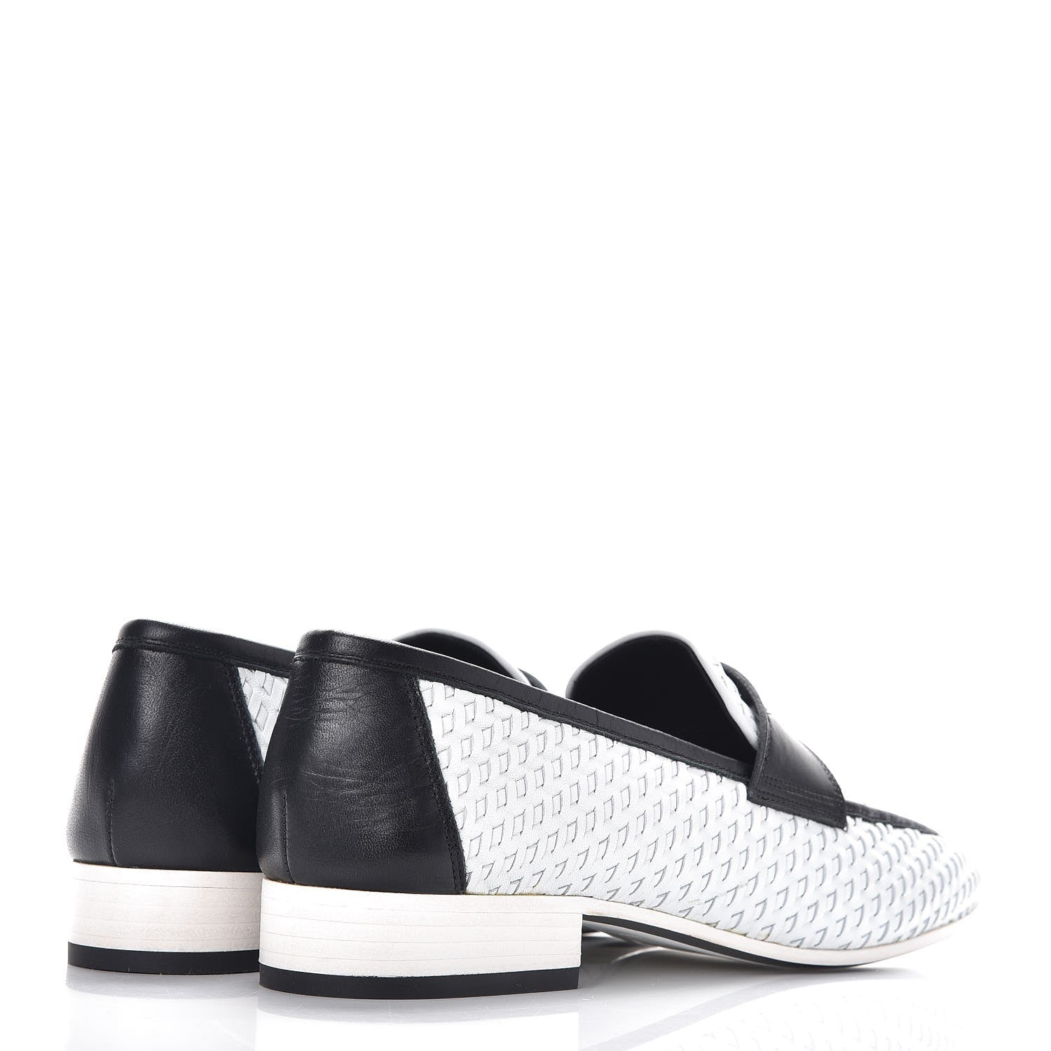 Chanel Lambskin Calfskin Braided Mocassin Loafers 39 Black White 4 of 7