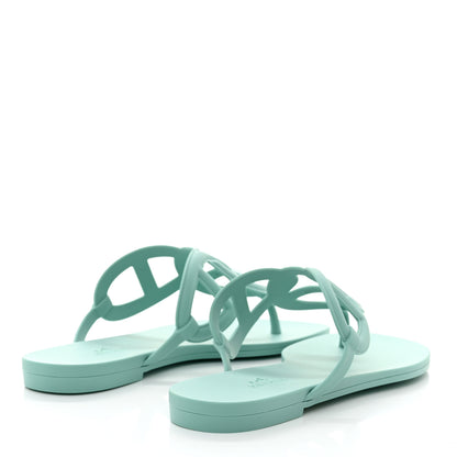 Hermes Rubber Womens Egerie Sandals 37 Vert Embrun 4 of 9
