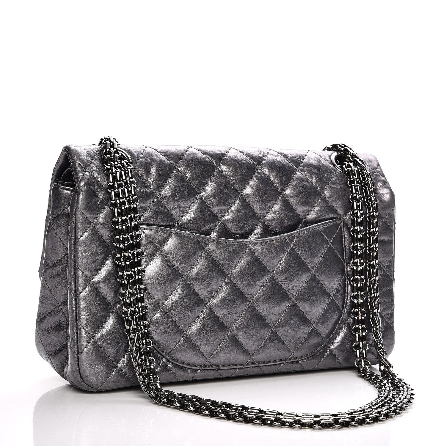 Chanel Metallic Calfskin Quilted 2.55 Reissue 225 Flap Dark Silver 3 of 8