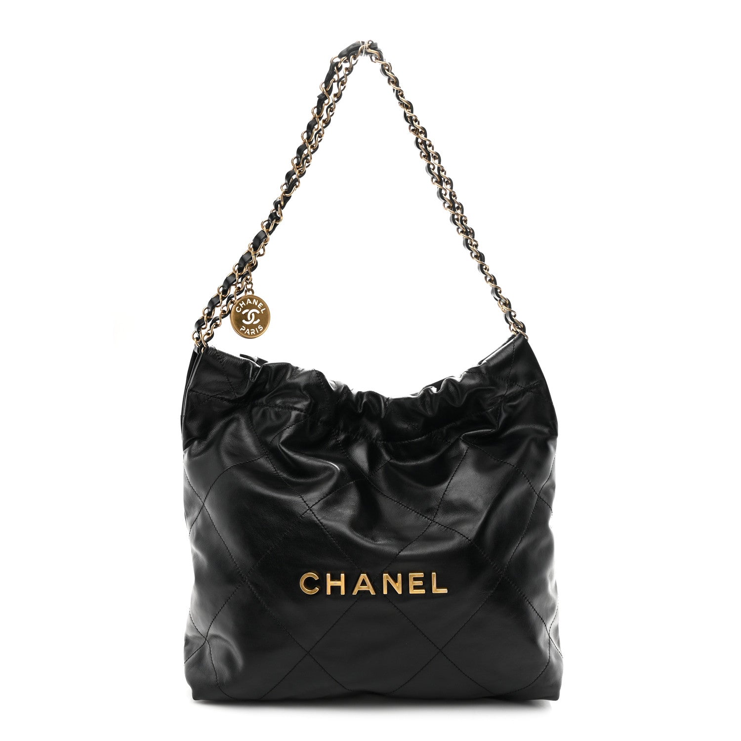 Chanel Shiny Calfskin Quilted Small Chanel 22 Black 1 of 10
