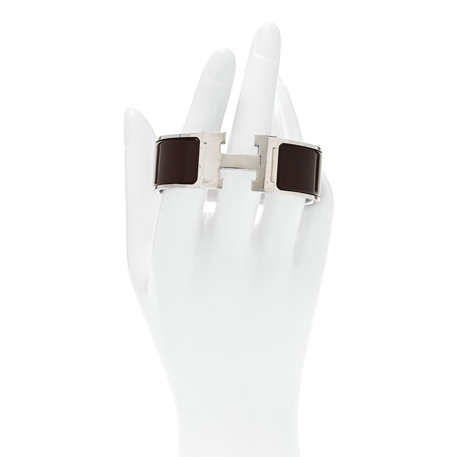 Hermes Enamel Wide Clic Clac H Bracelet GM Cachou 2 of 5