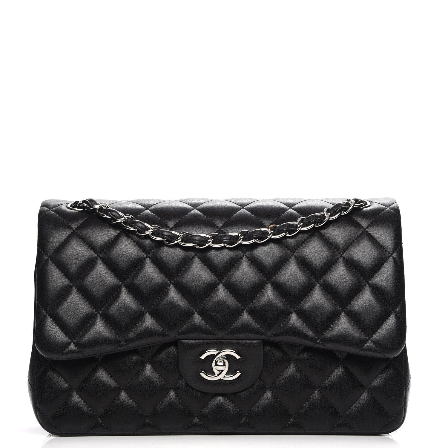 Chanel Lambskin Quilted Jumbo Double Flap Black 1 of 8