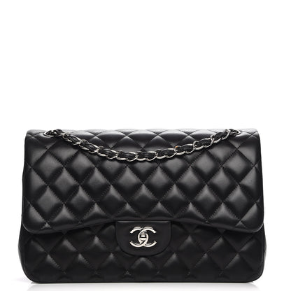 Chanel Lambskin Quilted Jumbo Double Flap Black 1 of 8