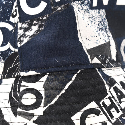 Chanel Cotton Coco Print Bucket Hat M Navy Black White 8 of 9