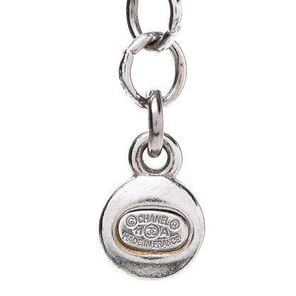 Chanel Crystal Glitter Enamel CC Star Drop Necklace Silver 6 of 7