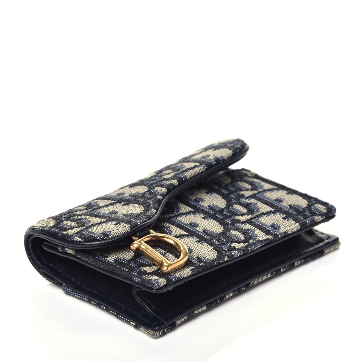 Oblique Saddle Card Holder Blue